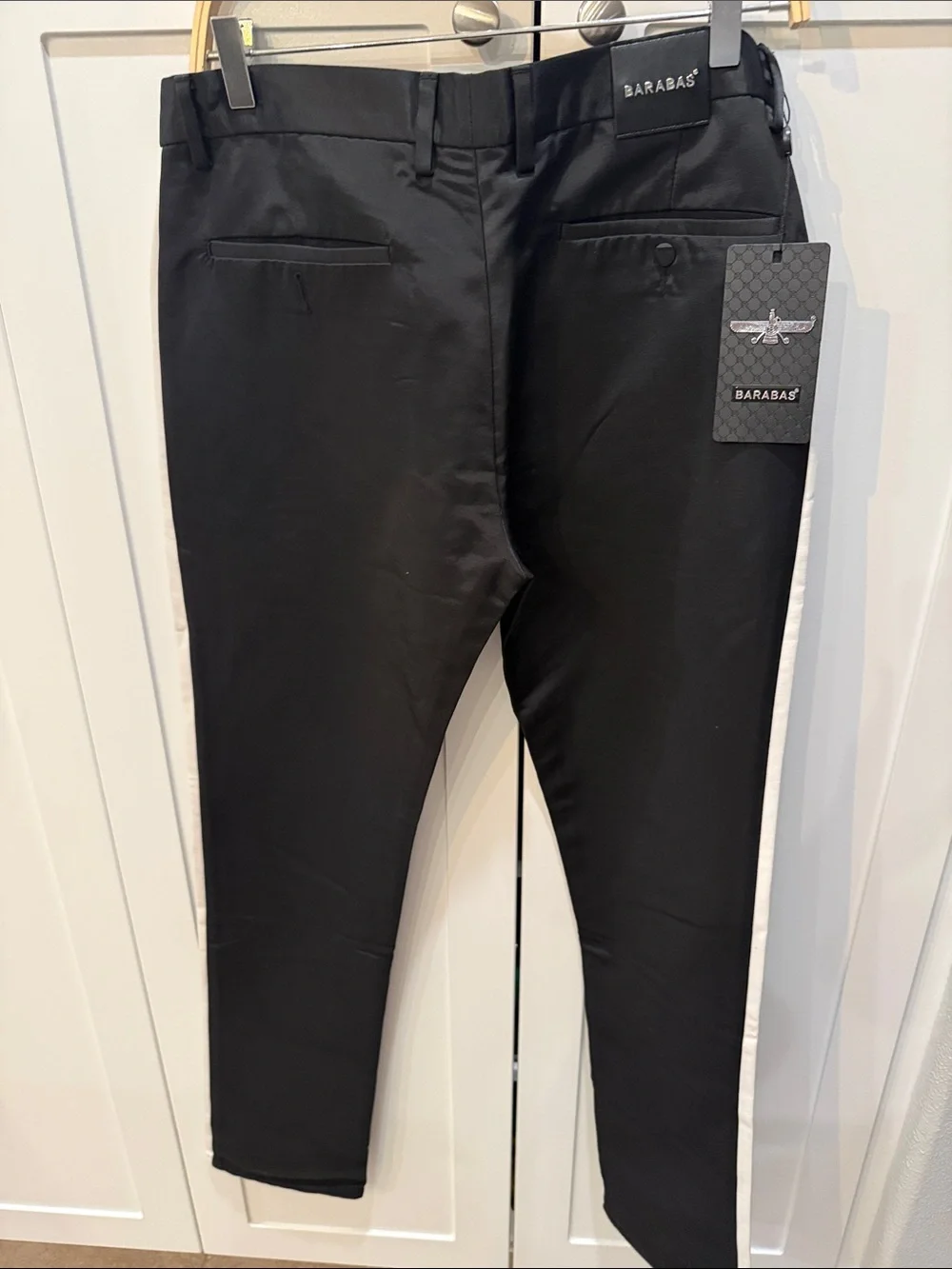 Slim Black Men's Jeans with White Side Stripe